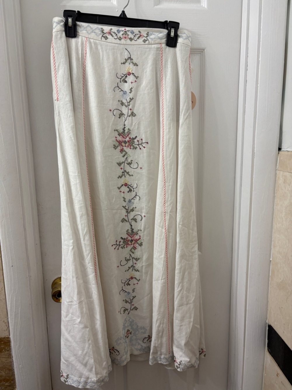 Camila Coelho ivory Maxi Dress with pink and green Embroidery set - Picture 3 of 6